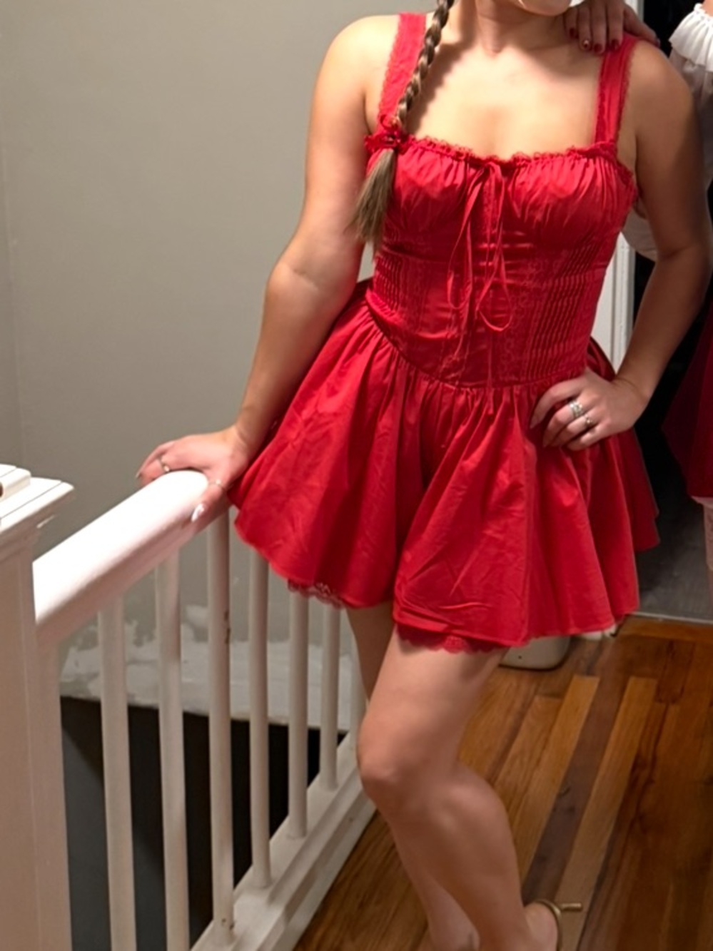 Red Mini Dress with Fit-and-Flare Skirt